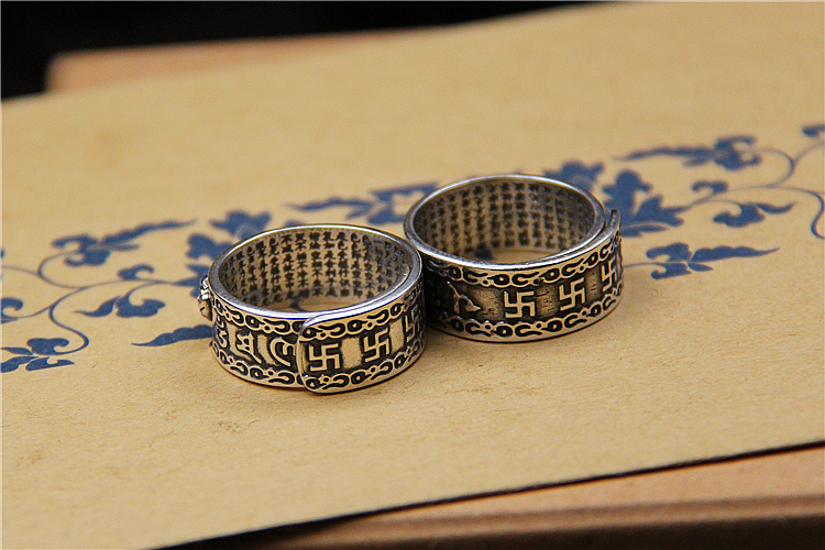 Pure silver wealth summoning Pixiu ring, engraved with Buddhist Heart Sutra, powerful wealth summoning magic weapon(图4)