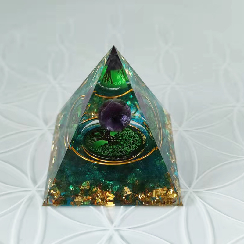 Amethyst crystal ball pyramid resin home desktop hand decoration