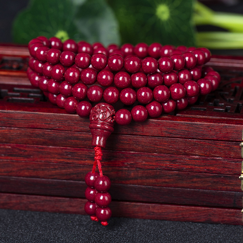 108 natural cinnabar lucky bracelets, increasing wealth and energy, soothing nerve pressure