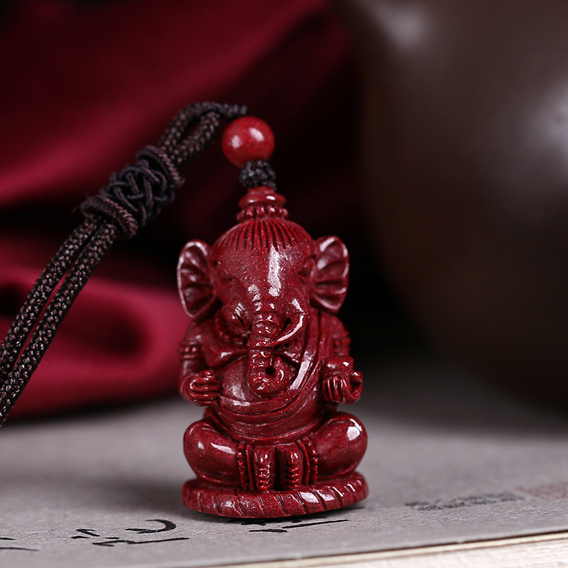 Natural cinnabar pendant, necklace, elephant god shaped lucky pendant, dream come true pendant