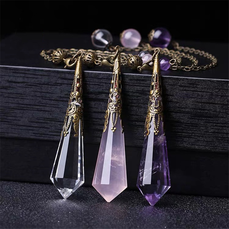 Natural Crystal Lucky Spirit Pendulum -12 sided Polyhedral Divination Spirit Pendulum Gemstone Pendant Ornament