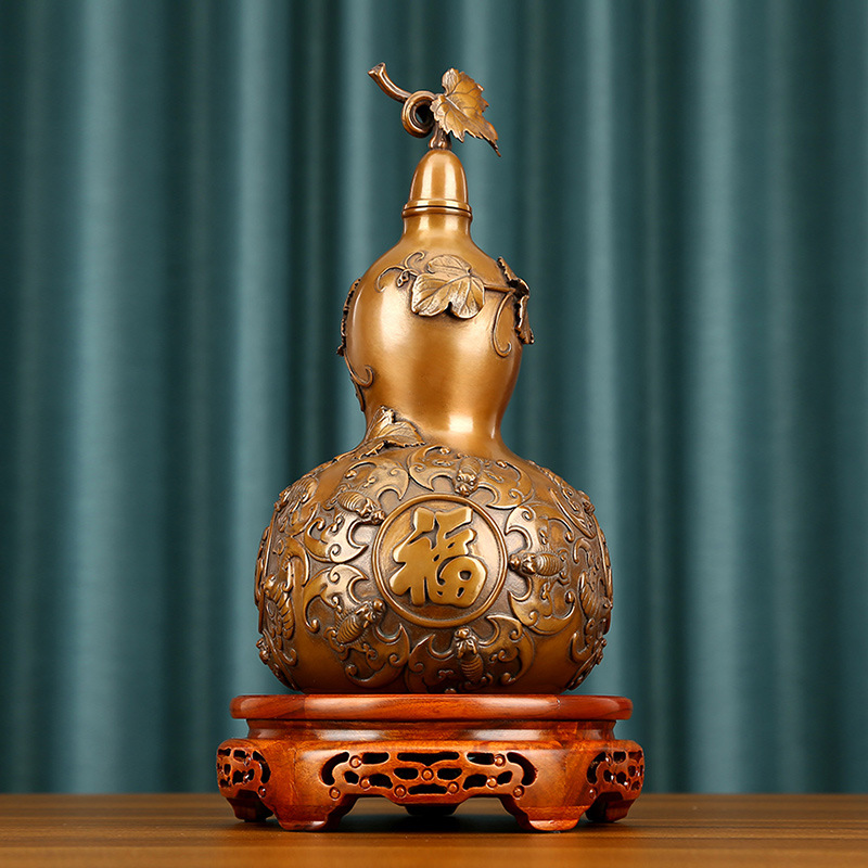 Brass Five Blessings Feng Shui Gourd - Lucky Gourd Decoration