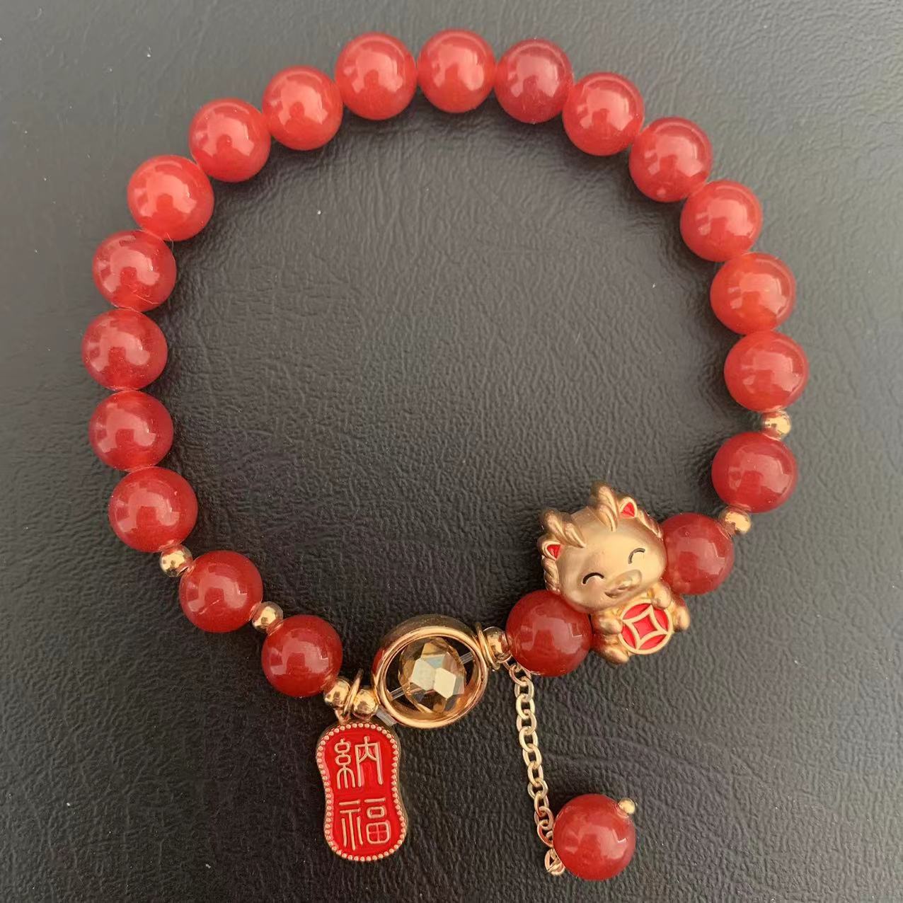 Natural agate good luck bracelet - with accessories to enhance wealth and energy bracelet