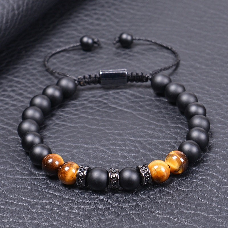 Natural Good Luck Tiger's Eye Bead Bracelet - Matte Design Handmade Beaded