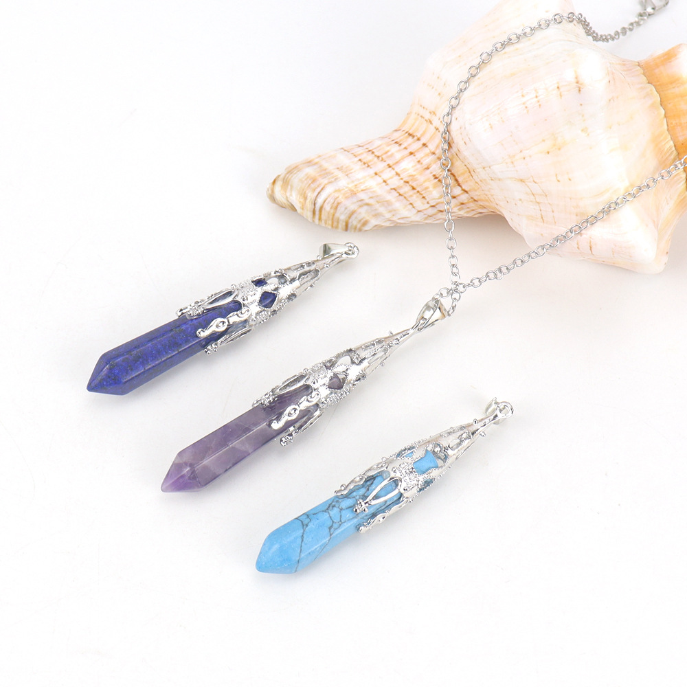 Natural Crystal Hexagonal Pendulum Pendant - Divination Lucky Necklace