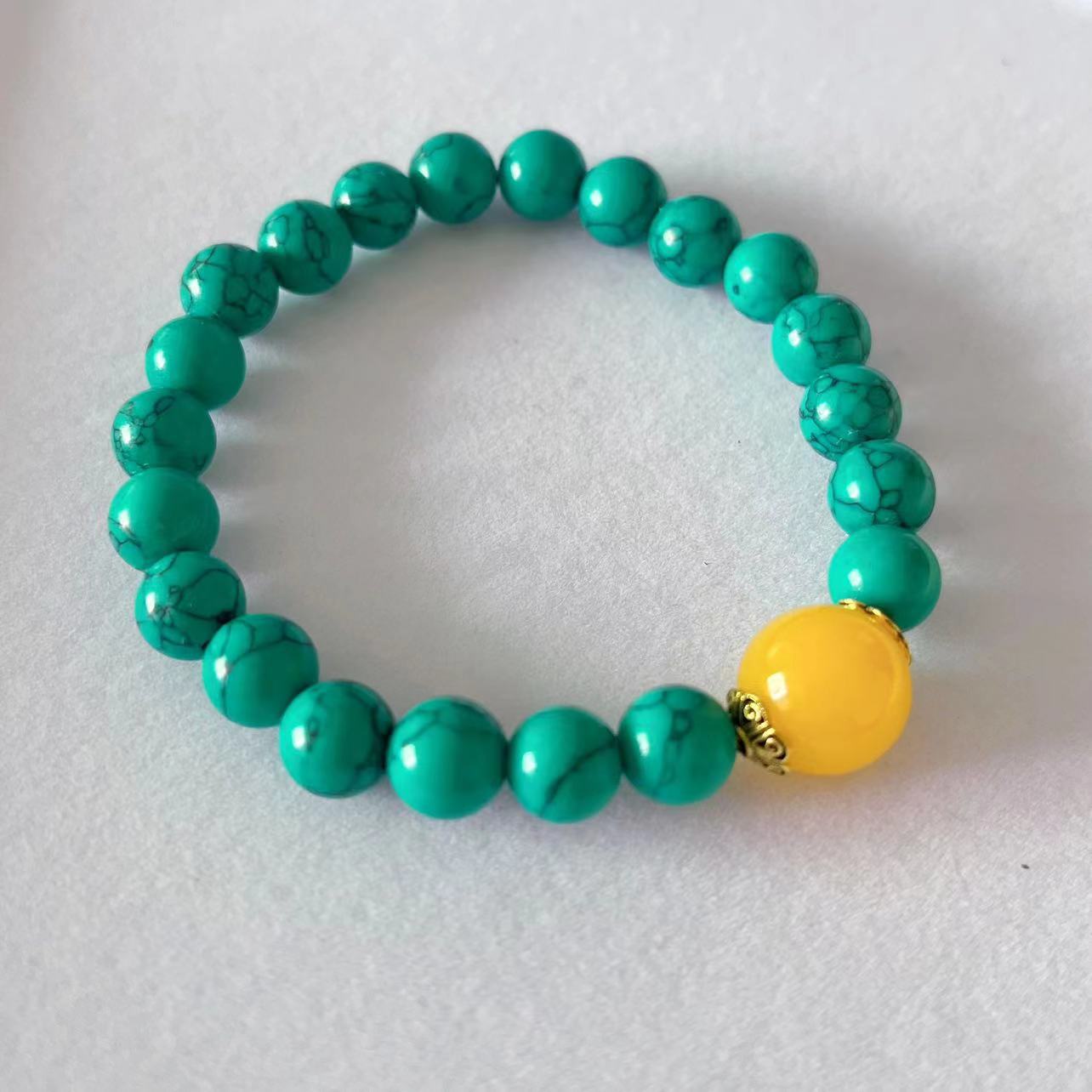 Natural Turquoise Happiness Bracelet - Beeswax Accessories Buddha Bead Jewelry