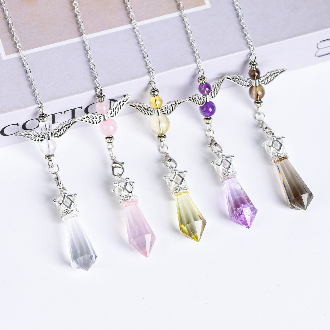 Natural Divination Crystal Pendulum Pendant - Angel Accessories Twelve-Faceted Pointed Cone Crystal Jewelry